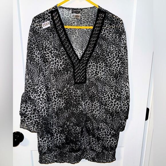 Animal Print V-Neck Blouse - Picture 1 of 7